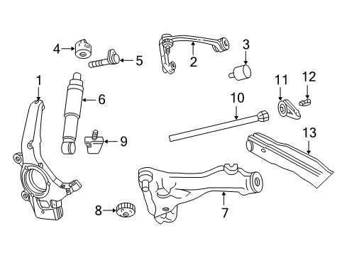 2000 Ford Expedition Front Suspension Components, Lower Control Arm, Upper Control Arm, Stabilizer Bar Adjust Cam Diagram for F75Z-3B236-AC