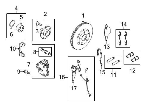 2013 Ford Transit Connect Brake Components Hub Diagram for 7T1Z-1104-D