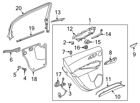 2019 Cadillac XT4 Interior Trim - Rear Door SEALING STRIP ASM-RR S/D WDO INR Diagram for 84337391