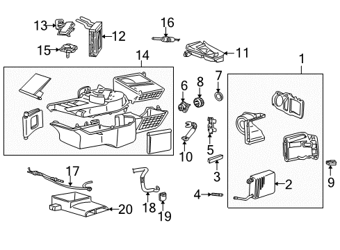 2004 Ford Crown Victoria Blower Motor & Fan Evaporator Core Seal Diagram for F1VY-19A672-B