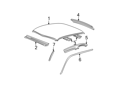 2003 Ford F-150 Roof & Components Rear Header Diagram for YL3Z-1540484-AA