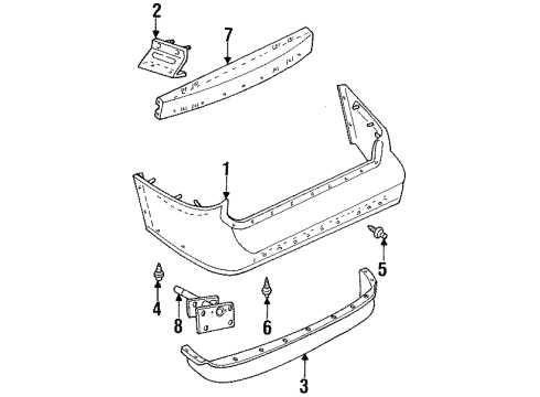 1994 Mercury Villager Rear Bumper Energy Absorber Diagram for F3XY-17787-A