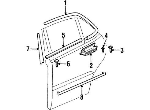 1999 Oldsmobile Intrigue Exterior Trim - Rear Door Molding Asm-Rear Side Door Window Belt Reveal *Black Diagram for 10446536