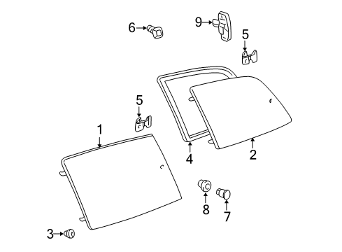 1998 Toyota Sienna Quarter Window Glass Diagram for 62740-08010