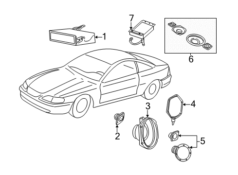 2002 Ford Mustang Sound System Speaker Diagram for YR3Z-18808-BA