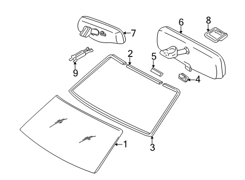 2006 Toyota Tundra Windshield Glass Mirror Inside Diagram for 87810-0C020