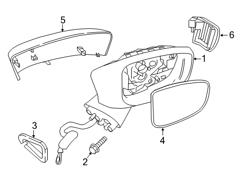 2016 Scion iA Outside Mirrors Mirror Outside Diagram for 87909-WB006