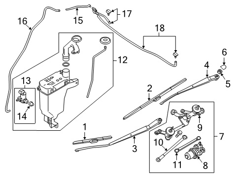 2015 Nissan Versa Note Wiper & Washer Components Windshield Wiper Nozzle Complete, Driver Side Diagram for 28933-9MF0A