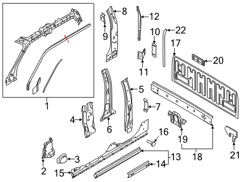 2018 Ford F-350 Super Duty Back Panel, Hinge Pillar Striker Reinforcement Diagram for FL3Z-1526590-B