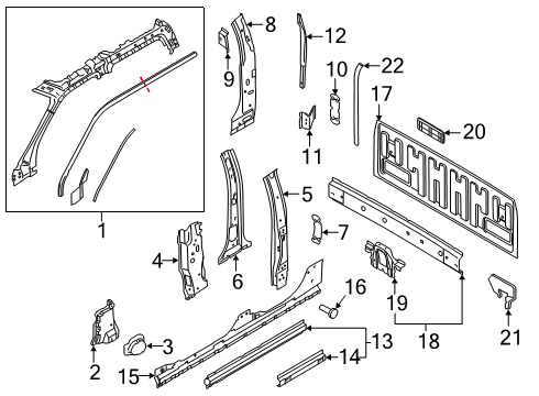 2018 Ford F-350 Super Duty Back Panel, Hinge Pillar Weatherstrip Pillar Reinforcement Insulator Diagram for FL3Z-15023A61-A