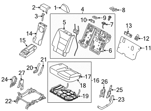 2012 Kia Sorento Second Row Seats Pad Assembly-Rear Seat Cushion Diagram for 891511U110