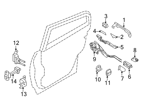 2015 Infiniti Q50 Rear Door Grip-Outside Handle, Rh Diagram for 82640-4GA0A