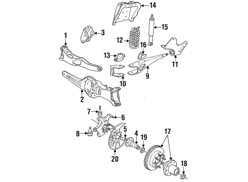 1996 Ford Bronco Front Brakes Wheel Bearing Retainer Diagram for F5TZ-1S190-AA