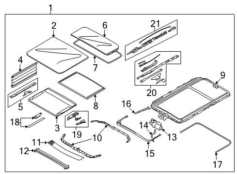 2006 BMW 325xi Sunroof Switch Unit Roof Diagram for 61319225539