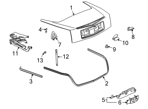 2004 Cadillac XLR Trunk Lid Weatherstrip Diagram for 15779663