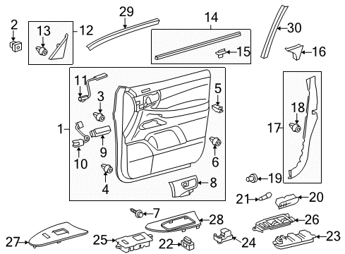 2010 Lexus LX570 Front Door Lock Assembly Diagram for 69040-0C050