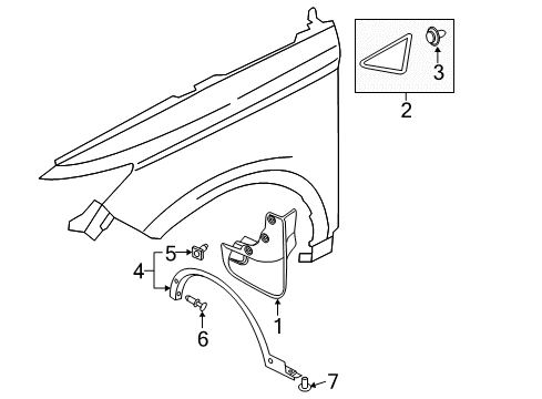 2018 Lincoln MKC Exterior Trim - Fender Mud Guard Diagram for FJ7Z-16A550-AB