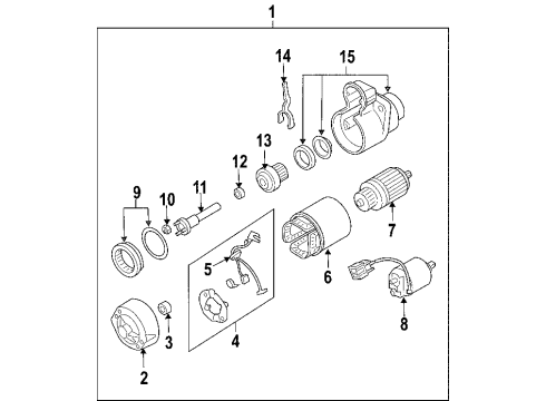 2005 Infiniti G35 Starter Bearing-Rear Cover Diagram for 23338-97E00