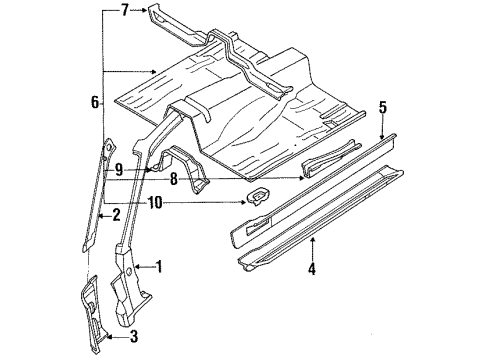 1993 Nissan 240SX Hinge Pillar, Rocker, Floor & Rails Floor Front Diagram for 74300-53F35