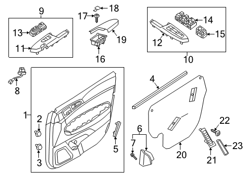 2018 Kia Sportage Interior Trim - Front Door Bezel-Power Window Assist Diagram for 93577D9000AK5