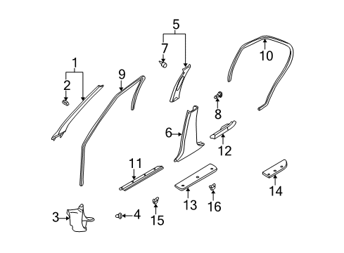 2001 Nissan Altima Interior Trim - Pillars, Rocker & Floor Garnish Assy-Front Pillar, LH Diagram for 76912-9E000