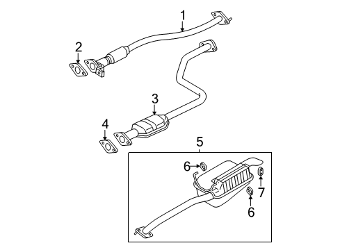 2004 Hyundai Accent Exhaust Components Center Exhaust Pipe Diagram for 28650-25710