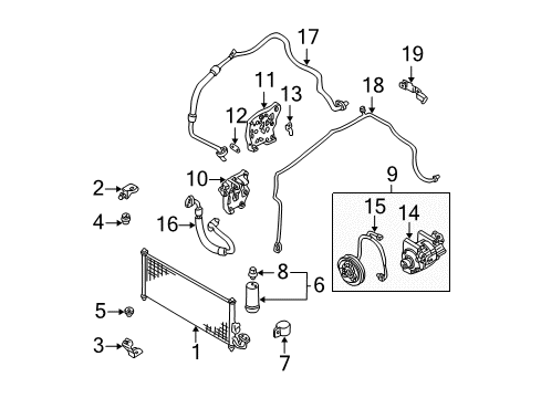2002 Nissan Sentra A/C Condenser, Compressor & Lines Pipe-Front Cooler, High Diagram for 92440-6Z500