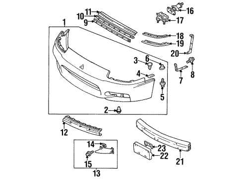 1999 Mitsubishi 3000GT Front Bumper Nut-Spring U Type Diagram for MU440019