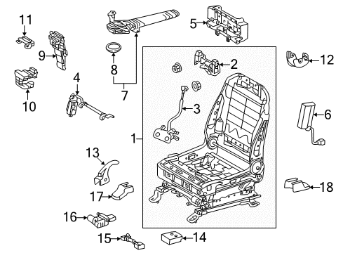 2013 Lexus LX570 Driver Seat Components Frame Assembly, Front Seat Diagram for 71120-60671