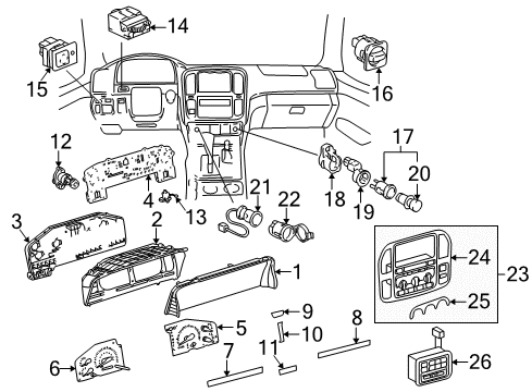 2002 Lexus LX470 Powertrain Control Switch, Differential Lock Diagram for 84725-60030