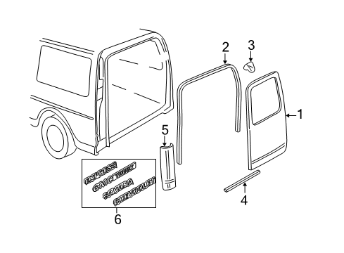 1996 Chevrolet P30 Back Door & Components, Exterior Trim Weatherstrip Asm-Rear Door Diagram for 15726283