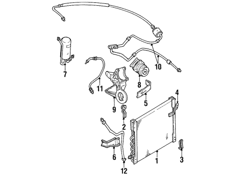 1993 Ford F-250 A/C Condenser, Compressor & Lines Hose & Tube Assembly Diagram for F2TZ19D850E