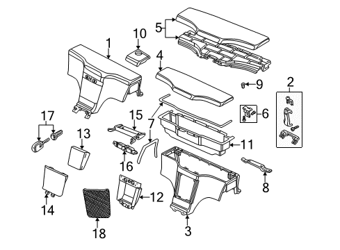 1998 BMW Z3 Rear Console Support For Oddments Box Lock Diagram for 51168399068