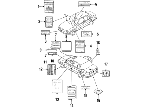 1995 Kia Sephia Information Labels Rivet-Blind Diagram for K902573209B