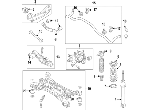 2021 Hyundai Palisade Rear Suspension Components, Lower Control Arm, Upper Control Arm, Stabilizer Bar Bush-Stabilizer Bar Diagram for 54813-K9000