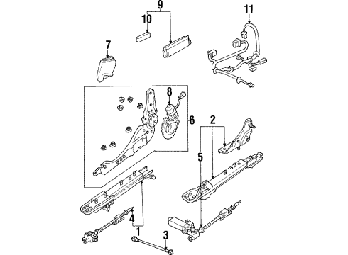 1998 Acura TL Tracks & Components Knob, Reclining (Classy Gray) Diagram for 35952-SZ5-J61ZA