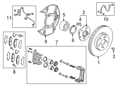 2020 Acura RDX Front Brakes Caliper Set, Front Diagram for 01463-T0A-A01