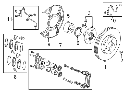 2020 Acura RDX Front Brakes Sensor Assembly, Front R Diagram for 57450-TJB-A02