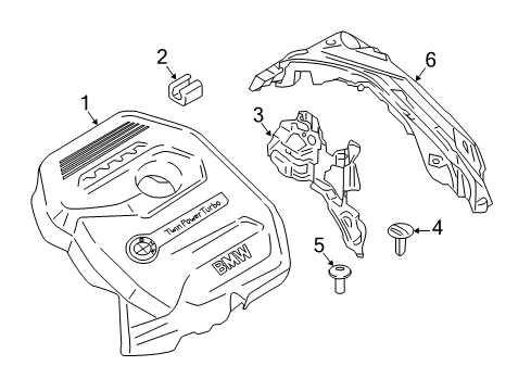 2018 BMW 430i xDrive Gran Coupe Engine Appearance Cover Damper Rubber Diagram for 13537639983