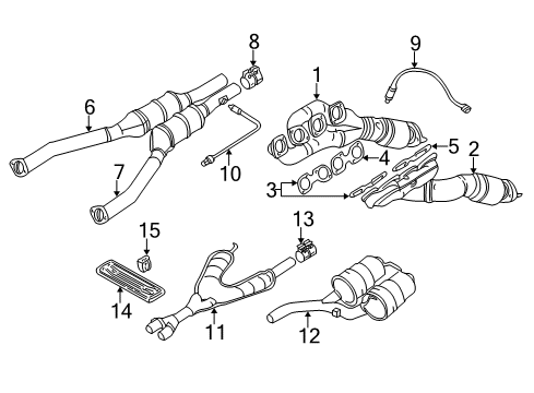2001 BMW 540i Powertrain Control Centre Muffler Diagram for 18101440366