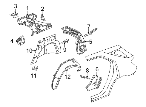 2014 Chevrolet Equinox Inner Structure - Quarter Panel Lock Pillar Reinforcement Filler Diagram for 20890213