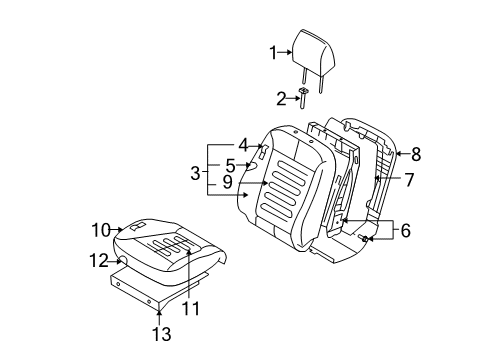 2007 Hyundai Santa Fe Heated Seats Cushion Assembly-Front Seat, Driver Diagram for 88100-0W410-J9X