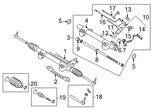 2012 Infiniti FX35 Steering Column & Wheel, Steering Gear & Linkage Tube Assy-Cylinder Diagram for 49542-1CA0A