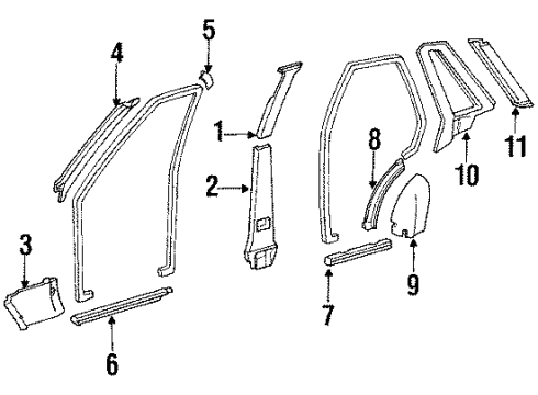 1986 Toyota Cressida Interior Trim Wheelhouse Trim Diagram for 62551-22010-06