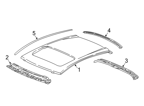 2018 Honda Civic Roof & Components, Exterior Trim Rail, RR. Roof Diagram for 62130-TGG-A00ZZ