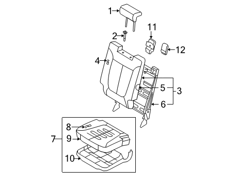 2007 Hyundai Santa Fe Third Row Seats Pad Assembly-Rear Seat Cushion, LH Diagram for 89250-0W400
