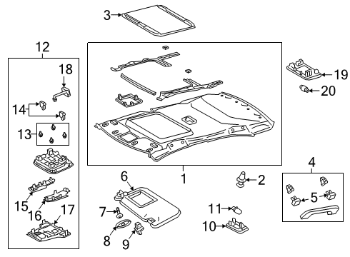 2021 Toyota Corolla Interior Trim - Roof Map Lamp Assembly Diagram for 81208-12250-A0