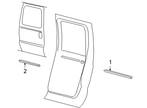 2004 Ford Excursion Exterior Trim - Rear Door Body Side Molding Diagram for 4C7Z-7825556-AAE