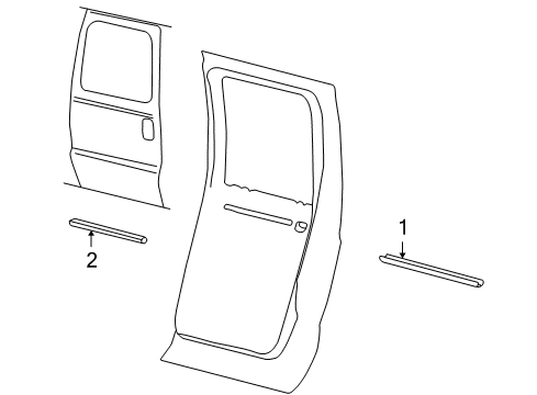 2004 Ford Excursion Exterior Trim - Rear Door Body Side Molding Diagram for 4C7Z-7825556-AAC
