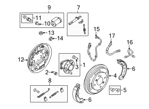 2011 Ford Fiesta Rear Brakes Drum Diagram for BE8Z-1126-B